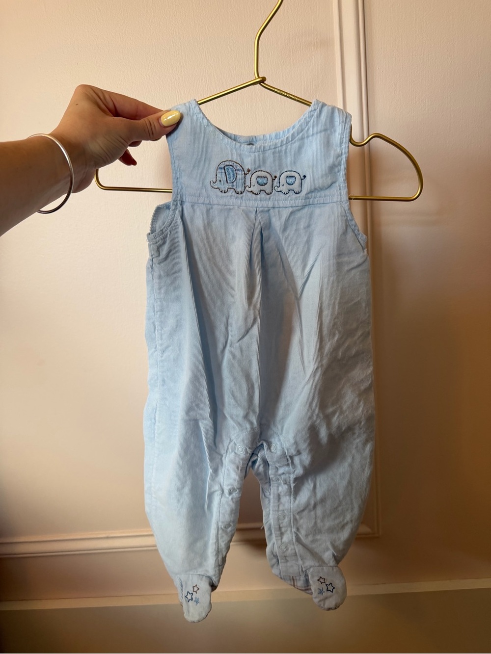 💫 3 for $20 !! vintage baby footed corduroy overalls with elephant embroidery